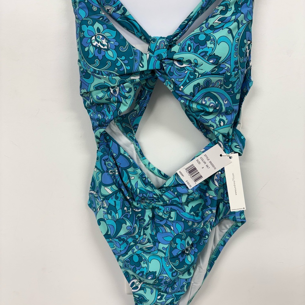 Blue and Green Patterned Swimsuit